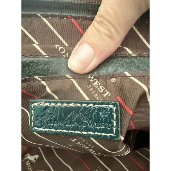 Montana West Southwestern Faux Leather Studded Whipstitch Purse Tote Green - Picture 5 of 6
